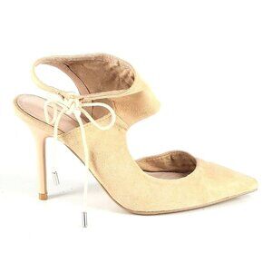 Topshop Beige Nude Suede heel pumps tie side 36 5.5